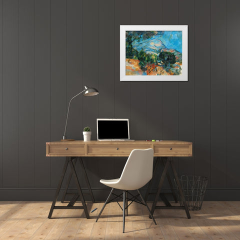 Mount Sainteâ€“Victoire White Modern Wood Framed Art Print by Cezanne, Paul