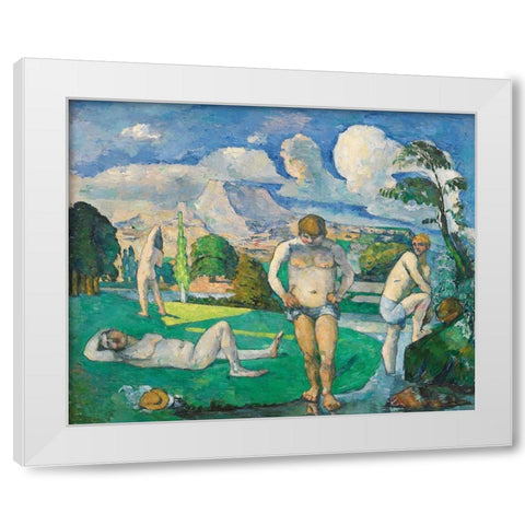 Bathers at Rest White Modern Wood Framed Art Print by Cezanne, Paul