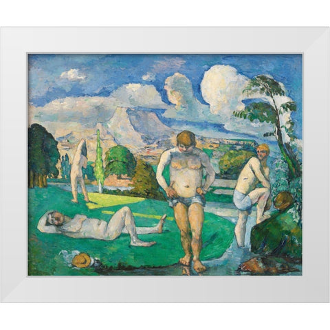 Bathers at Rest White Modern Wood Framed Art Print by Cezanne, Paul