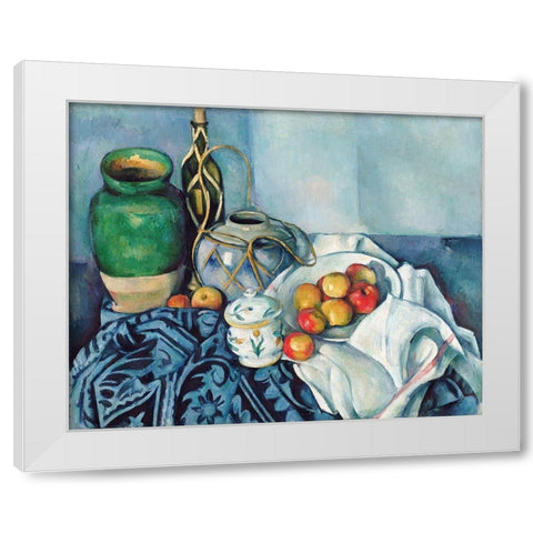 Still Life with Apples White Modern Wood Framed Art Print by Cezanne, Paul