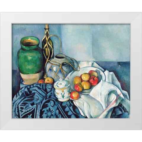 Still Life with Apples White Modern Wood Framed Art Print by Cezanne, Paul