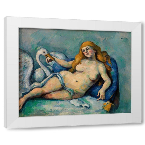 Leda and the Swan White Modern Wood Framed Art Print by Cezanne, Paul