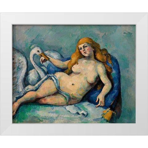 Leda and the Swan White Modern Wood Framed Art Print by Cezanne, Paul