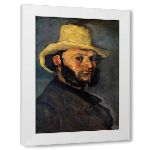Gustave Boyer in a Straw Hat White Modern Wood Framed Art Print by Cezanne, Paul