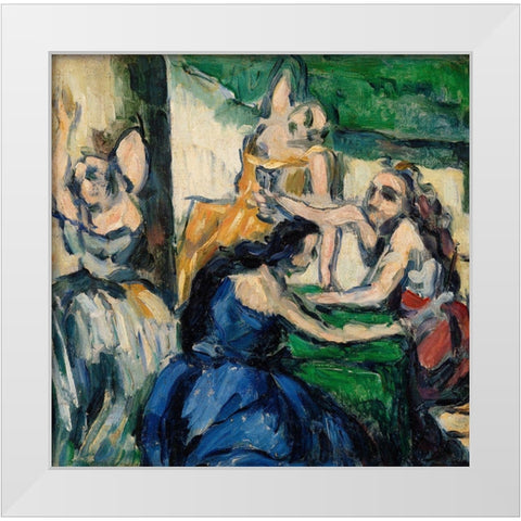 The Courtesans White Modern Wood Framed Art Print by Cezanne, Paul