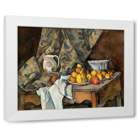 Still Life with Apples and PeachesÂ  White Modern Wood Framed Art Print by Cezanne, Paul