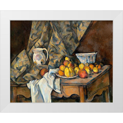 Still Life with Apples and PeachesÂ  White Modern Wood Framed Art Print by Cezanne, Paul