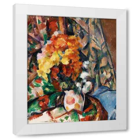 The Flowered Vase White Modern Wood Framed Art Print by Cezanne, Paul