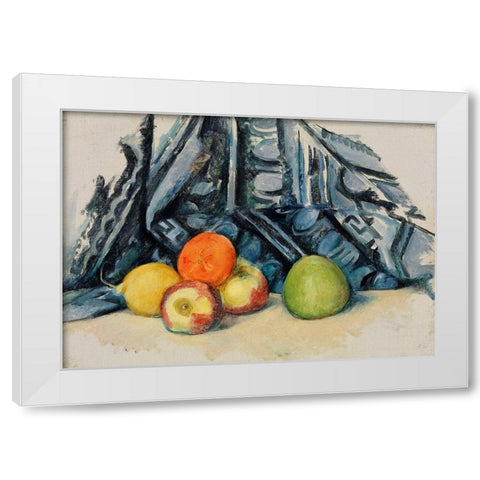 Apples and Cloth White Modern Wood Framed Art Print by Cezanne, Paul
