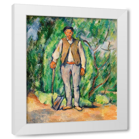 Gardener White Modern Wood Framed Art Print by Cezanne, Paul