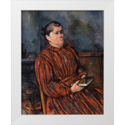 Portrait of a Woman White Modern Wood Framed Art Print by Cezanne, Paul