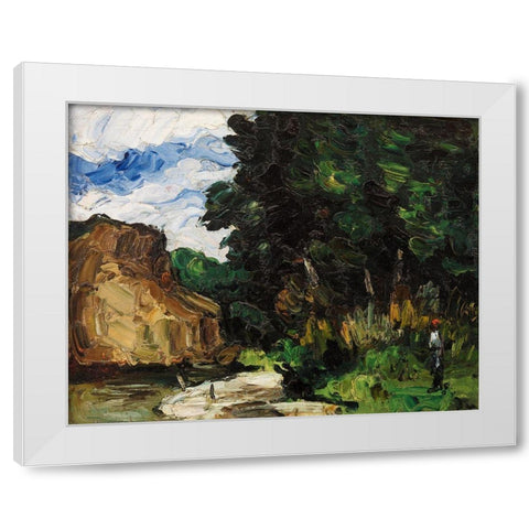 River Bend White Modern Wood Framed Art Print by Cezanne, Paul