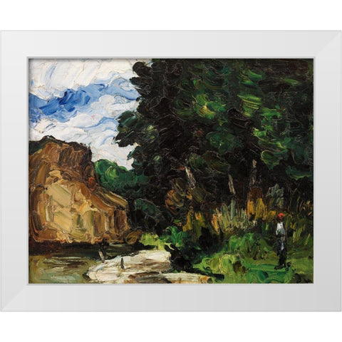 River Bend White Modern Wood Framed Art Print by Cezanne, Paul