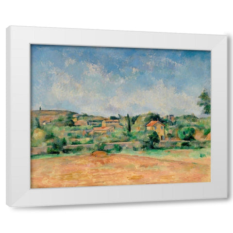The Bellevue Plain, also called The Red Earth White Modern Wood Framed Art Print by Cezanne, Paul