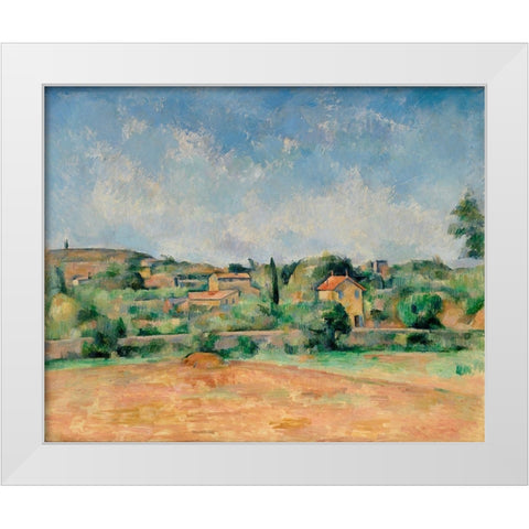 The Bellevue Plain, also called The Red Earth White Modern Wood Framed Art Print by Cezanne, Paul