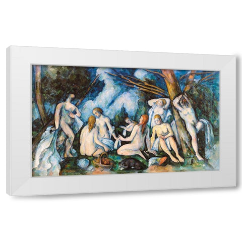 The Large Bathers White Modern Wood Framed Art Print by Cezanne, Paul