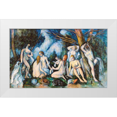 The Large Bathers White Modern Wood Framed Art Print by Cezanne, Paul