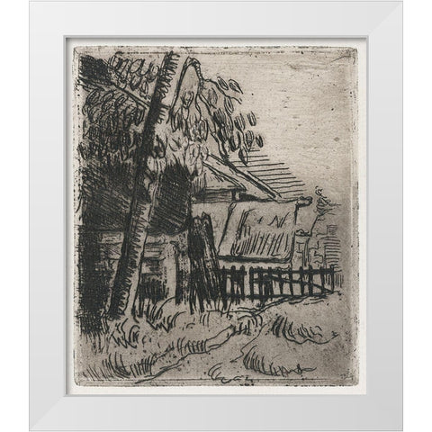 Landscape at Auvers White Modern Wood Framed Art Print by Cezanne, Paul
