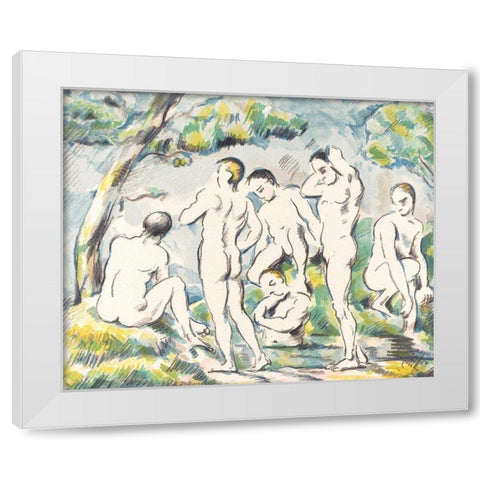 The Bathers (Small Plate) White Modern Wood Framed Art Print by Cezanne, Paul