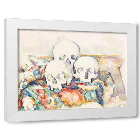 The Three SkullsÂ  White Modern Wood Framed Art Print by Cezanne, Paul