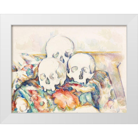 The Three SkullsÂ  White Modern Wood Framed Art Print by Cezanne, Paul