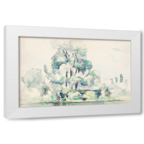 Banks of the Seine at MÃ©dan White Modern Wood Framed Art Print by Cezanne, Paul