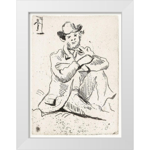Guillaumin with the Hanged ManÂ  White Modern Wood Framed Art Print by Cezanne, Paul