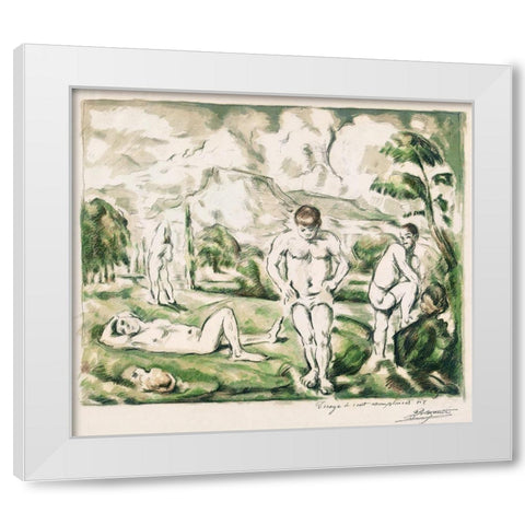 The Bathers [Large version] White Modern Wood Framed Art Print by Cezanne, Paul