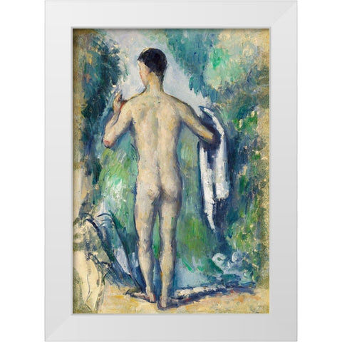 Standing Bather, Seen from the Back White Modern Wood Framed Art Print by Cezanne, Paul