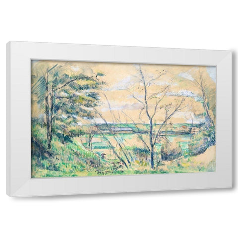 In the Oise Valley White Modern Wood Framed Art Print by Cezanne, Paul
