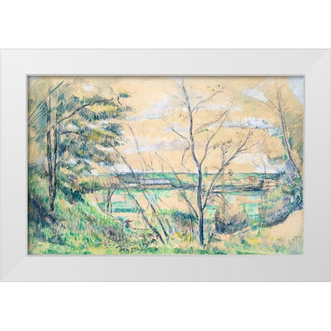 In the Oise Valley White Modern Wood Framed Art Print by Cezanne, Paul