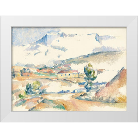 Montagne Sainte-Victoire, from near Gardanne White Modern Wood Framed Art Print by Cezanne, Paul