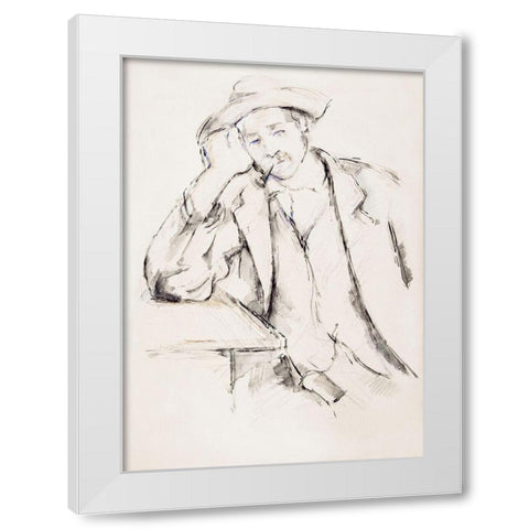 Leaning Smoker White Modern Wood Framed Art Print by Cezanne, Paul