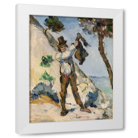 Man with a Vest White Modern Wood Framed Art Print by Cezanne, Paul