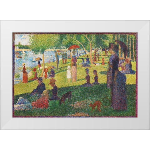 Study For a Sunday on La Grande Jatte White Modern Wood Framed Art Print by Seurat, Georges