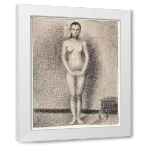 Study for Poseuses White Modern Wood Framed Art Print by Seurat, Georges