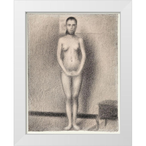Study for Poseuses White Modern Wood Framed Art Print by Seurat, Georges