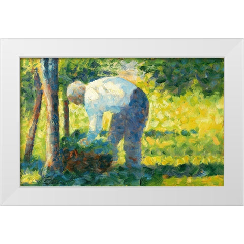 The Gardener White Modern Wood Framed Art Print by Seurat, Georges