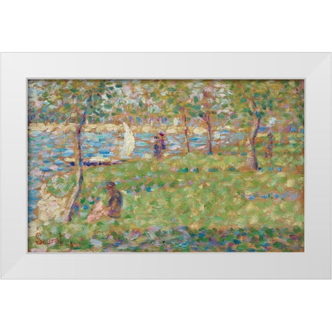 Study for La Grande Jatte White Modern Wood Framed Art Print by Seurat, Georges