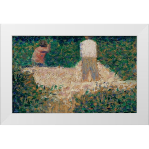Two Stonebreakers White Modern Wood Framed Art Print by Seurat, Georges