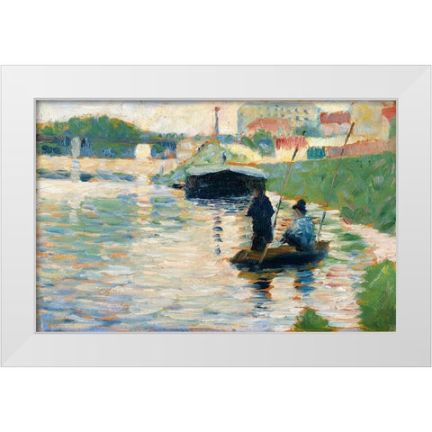 View of the Seine White Modern Wood Framed Art Print by Seurat, Georges