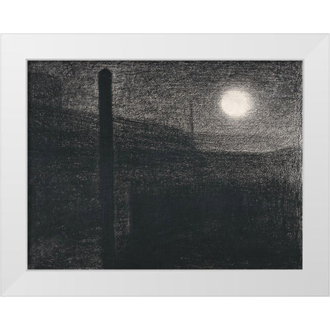 Courbevoie, Factories by MoonlightÂ  White Modern Wood Framed Art Print by Seurat, Georges