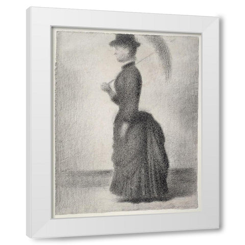 Woman Walking with a ParasolÂ  White Modern Wood Framed Art Print by Seurat, Georges