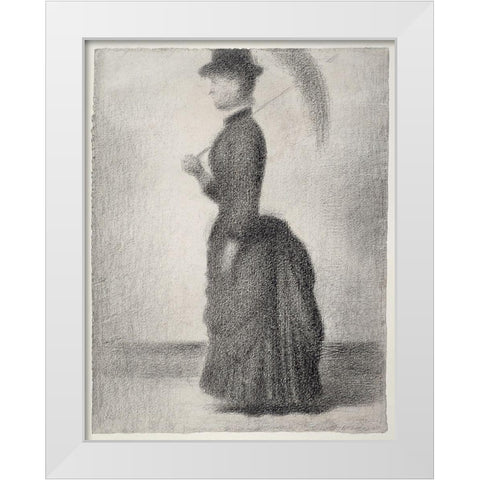 Woman Walking with a ParasolÂ  White Modern Wood Framed Art Print by Seurat, Georges
