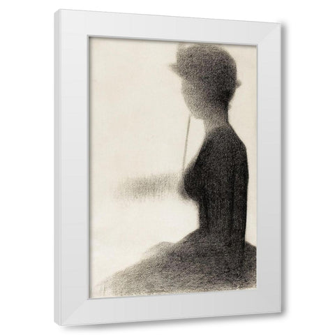 Seated Woman with a ParasolÂ  White Modern Wood Framed Art Print by Seurat, Georges