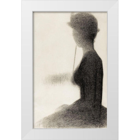 Seated Woman with a ParasolÂ  White Modern Wood Framed Art Print by Seurat, Georges