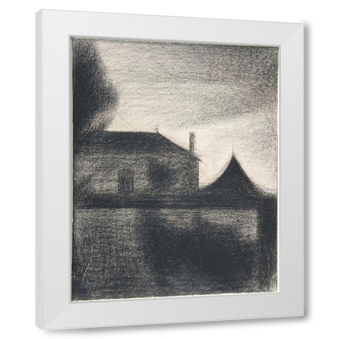 House at Dusk White Modern Wood Framed Art Print by Seurat, Georges