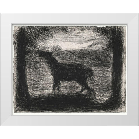 Foal, Le Poulain White Modern Wood Framed Art Print by Seurat, Georges