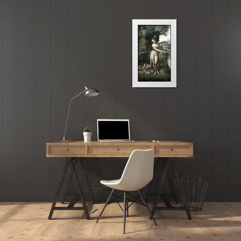 Ledo and the Swan White Modern Wood Framed Art Print by da Vinci, Leonardo