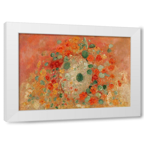 Nasturtiums White Modern Wood Framed Art Print by Redon, Odilon